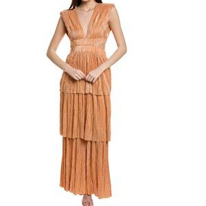 Sabina Musayev Athena Cut Out Pleated Maxi Dress